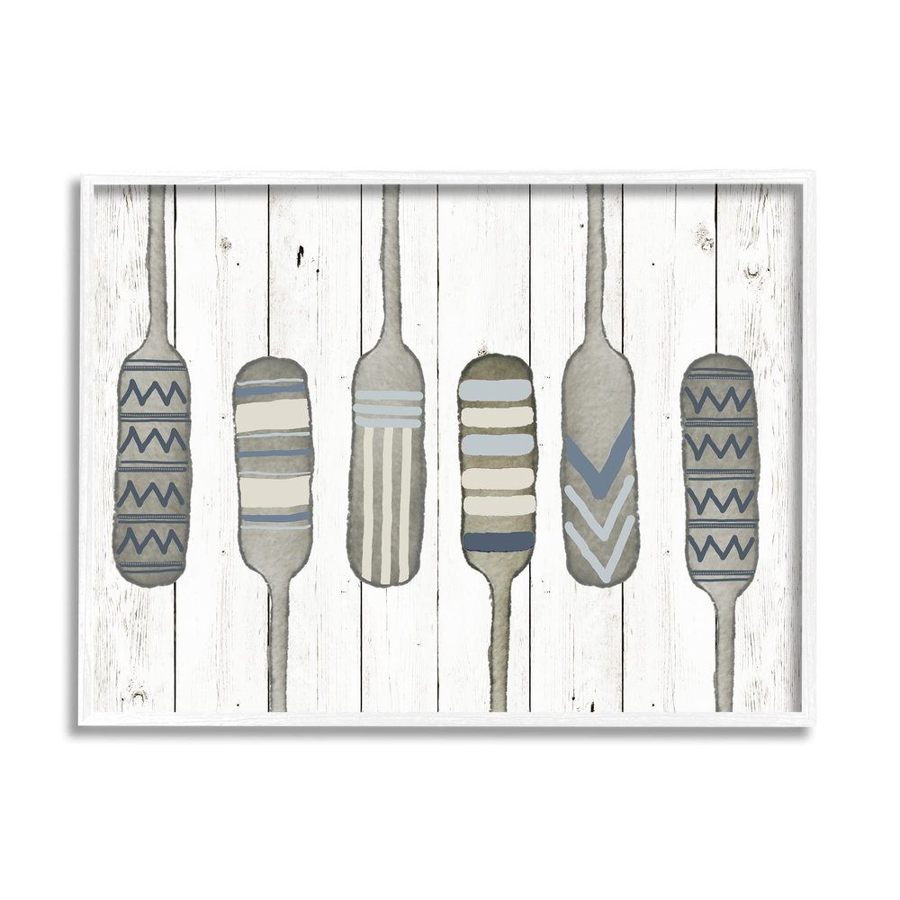 Stupell Industries Water Poles Geometric Patterned Canoe Paddle Oars, Design by Andi Metz