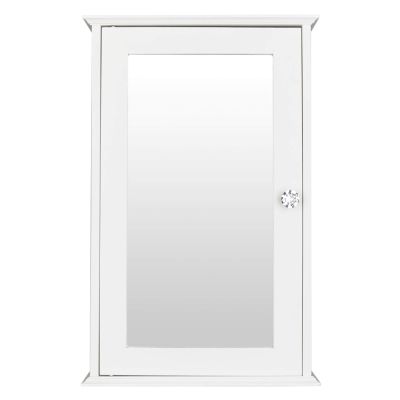 Bathroom Mirror Cabinet Wood Medicine Cabinet Wall Mounted Storage Cabinet with Single Mirror Door and Adjustable Shelf for Bathroom Living Room -White