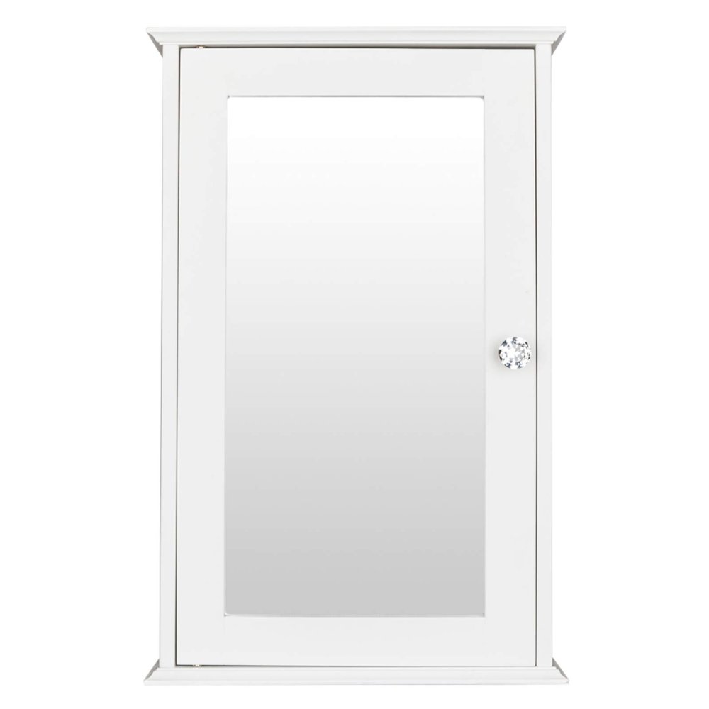 Bathroom Mirror Cabinet Wood Medicine Cabinet Wall Mounted Storage Cabinet with Single Mirror Door and Adjustable Shelf for Bathroom Living Room -White