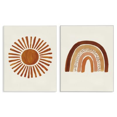 Stupell Industries Orange Sun Patterned Rainbow Boho Children's Drawing, Design by Heather McLaughlin