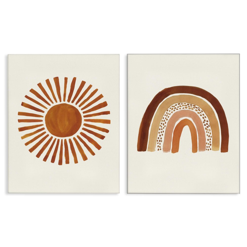 Stupell Industries Orange Sun Patterned Rainbow Boho Children's Drawing, Design by Heather McLaughlin