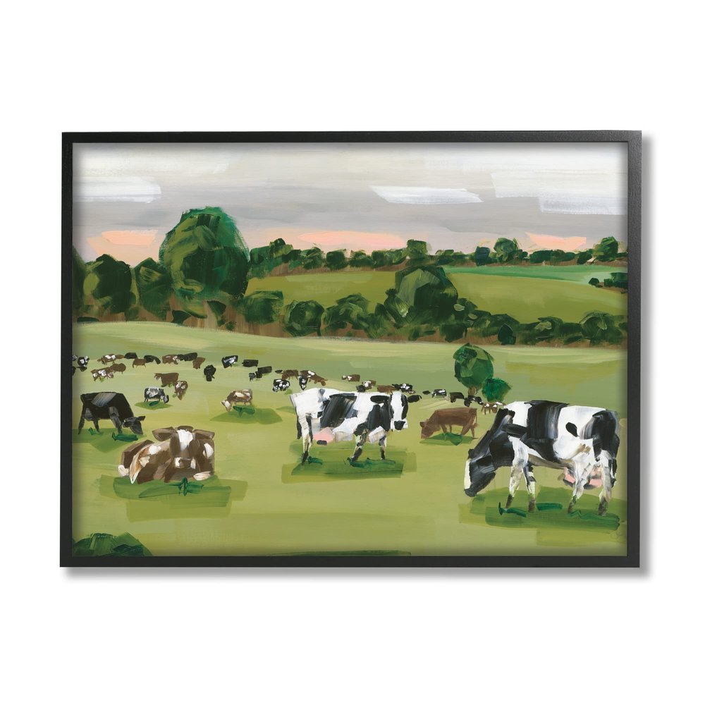 Stupell Industries Cow Grasslands Cattle Countryside Sunset Plains, Design by Hollihocks Art