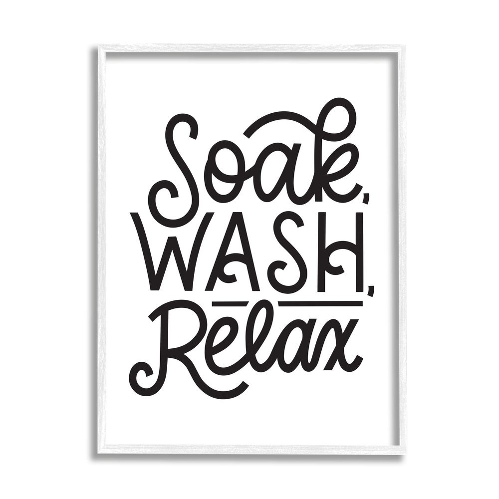 Stupell Industries Soak Relax Bathroom Bold Novelty Calligraphy Sign, Design by Jalynn Heerdt