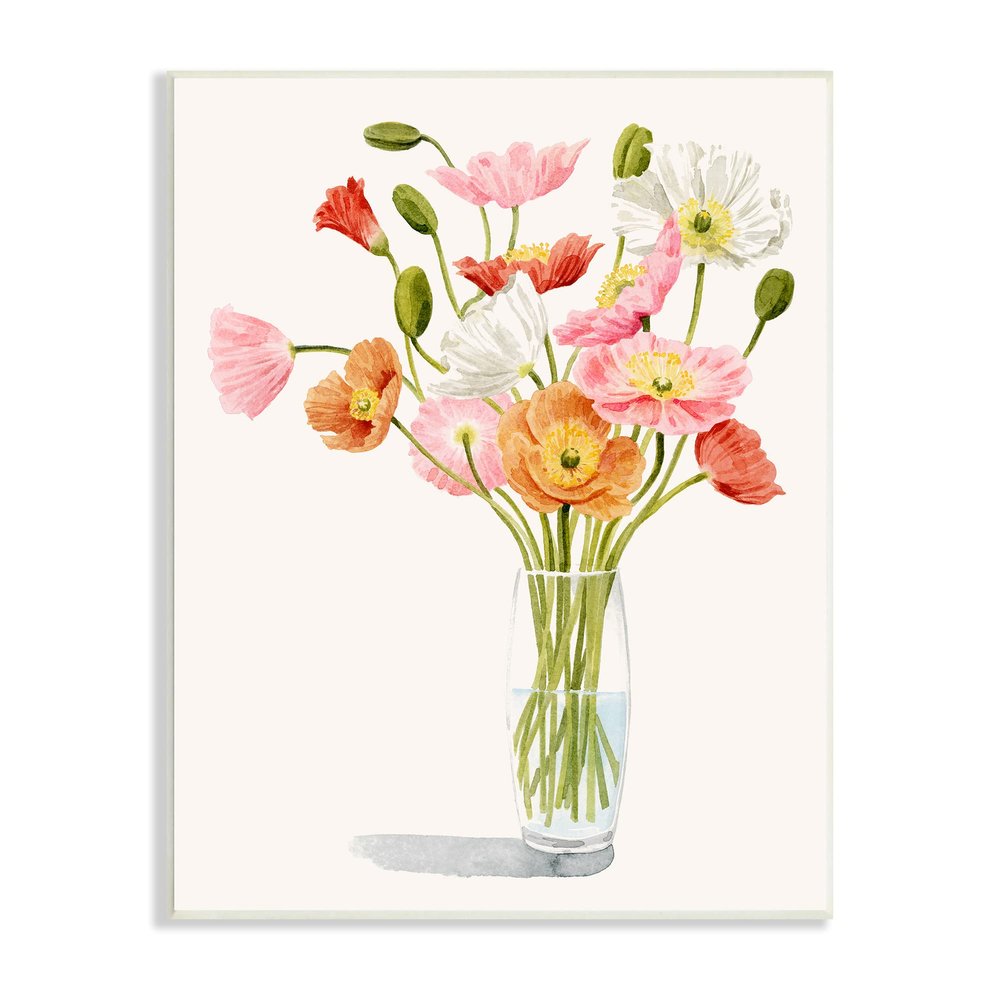 Stupell Industries Vivid Poppies Glass Floral Bouquet Arrangement, Design by Grace Popp