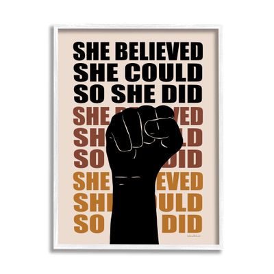 Stupell Industries She Believed She Could Empowering Motivational Saying, Design by Lettered and Lined