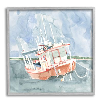 Stupell Industries Coast Guard Boat Transportation Ocean Watercraft, Design by Emma Caroline