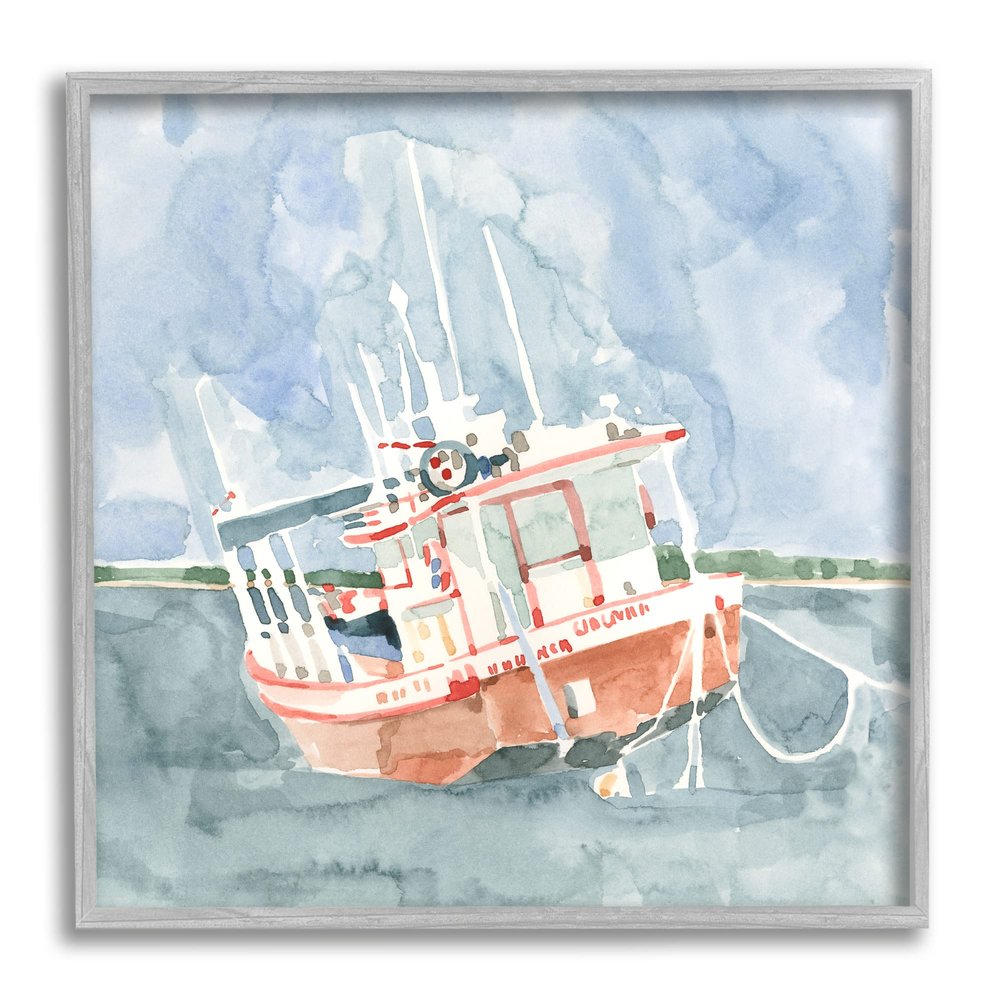 Stupell Industries Coast Guard Boat Transportation Ocean Watercraft, Design by Emma Caroline