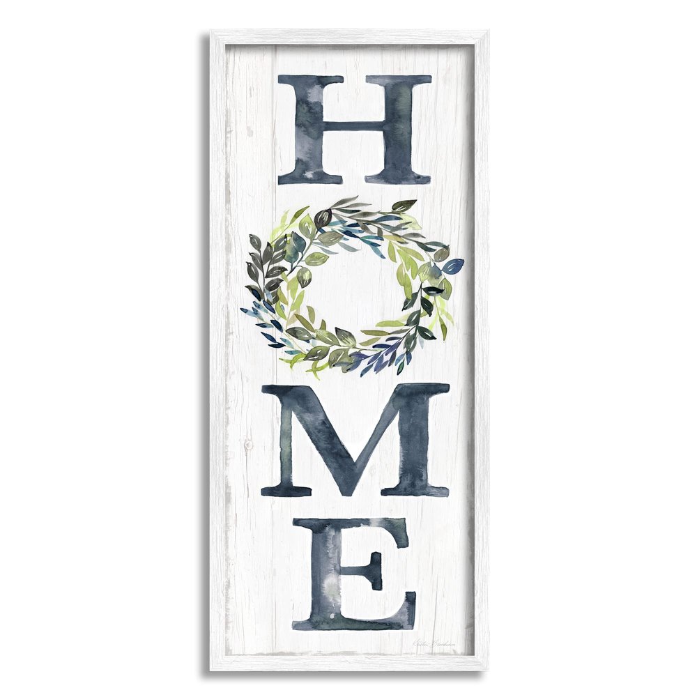 Stupell Industries HOME Sign Garland Twig Plant Leaves, Design by Kristen Brockmon