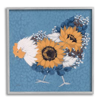Stupell Industries Pecking Farm Chicken Floral Blossom Arrangement Bouquet, Design by Michele Norman
