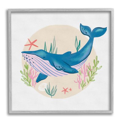 Stupell Industries Joyous Whale Roaming Seaweed Deep Ocean Marine Mammal, Design by Deborah Curiel
