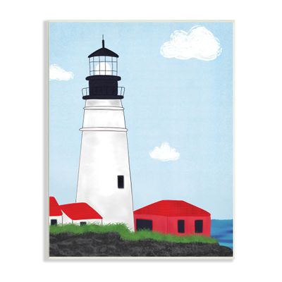 Stupell Industries Tower Port Lighthouse Coastal Architectural Beacon Red House, Design by Emily Cromwell