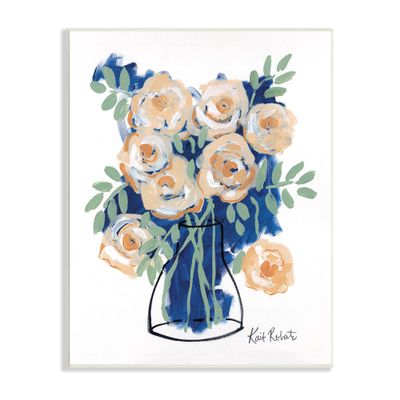 Stupell Industries Abstract Flower Swirls Pink Roses Line Art Vase, Design by Kait Roberts