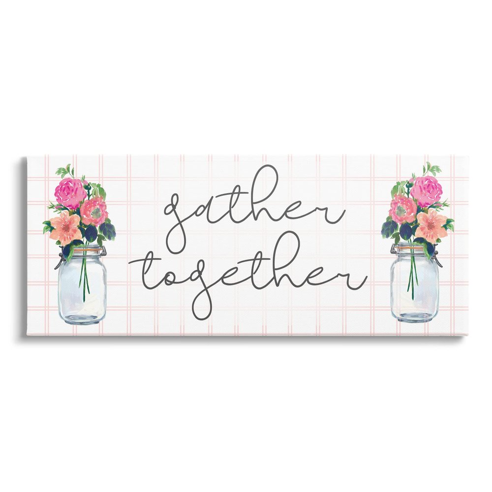 Stupell Industries Gather Together Jar Floral Bouquet Geometric Kitchen Pattern, Design by Dogwood Portfolio