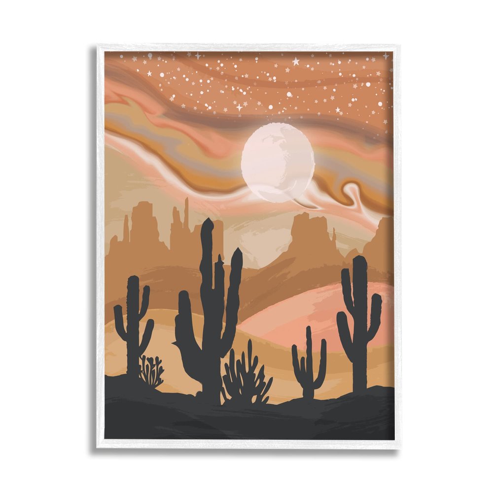 Stupell Industries Cactus Canyon Sandstorm Landscape Lunar Borealis Starry Sky, Design by Lisa Perry Whitebutton