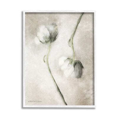 Stupell Industries White Floral Stems Botanical Vintage Rose Blossom Painting, Design by Bluebird Barn