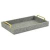 15.75" Gray and Gold Handmade Rectangular Linen Tray view 1