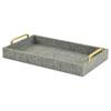 15.75" Gray and Gold Handmade Rectangular Linen Tray view 2