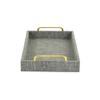 15.75" Gray and Gold Handmade Rectangular Linen Tray view 4