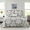 BCOTTOND Queen Size Quilt - 100% Cotton Grey Quilt Set, Gray Floral Pattern Farmhouse Bedspread Set, Queen Lightweight Reversible Queen Quilt Bedding Set for All Season,Gray Grey White 3-Piece view 1