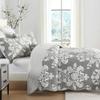 BCOTTOND Queen Size Quilt - 100% Cotton Grey Quilt Set, Gray Floral Pattern Farmhouse Bedspread Set, Queen Lightweight Reversible Queen Quilt Bedding Set for All Season,Gray Grey White 3-Piece view 2