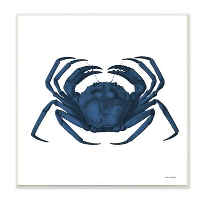 Stupell Industries Casual Cobalt Blue Fighting Crab Marine Animal Illustration, Design by Seven Trees Design