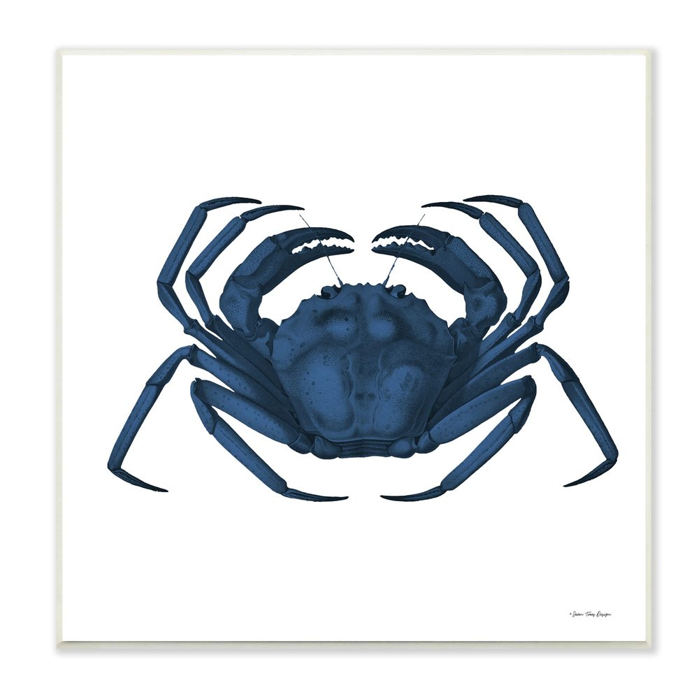 Stupell Industries Casual Cobalt Blue Fighting Crab Marine Animal Illustration, Design by Seven Trees Design