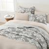 BCOTTOND King Size Quilt Set - 100% Cotton Grey Quilt Set, Gray Floral Pattern Farmhouse Bedspread Set, King Lightweight Reversible King Quilt Bedding Set for All Season,Gray Grey White, 3-Piece view 3