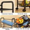 SRHWBF Rolling Cart Slide Out Storage Cart with Lockable Wheels Mobile Utility Cart with Handle Easy Assemble Shelving Unit for Kitchen Bathroom Bedroom Kitchen (5 Layers 4 Net Baskets) view 2