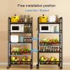 SRHWBF Rolling Cart Slide Out Storage Cart with Lockable Wheels Mobile Utility Cart with Handle Easy Assemble Shelving Unit for Kitchen Bathroom Bedroom Kitchen (5 Layers 4 Net Baskets) view 3