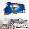 Animals Wall Stickers 3D Smashed White Dove Wall Tattoo Vinyl Removable Home Decoration Blue Sky Waterproof Decals Art for Baby Nursery Girl Boy Kids Room Wall Decor 46"W x 28"H view 2