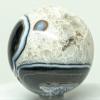 2.1" 205g Black Blue Agate w/Clear White Quartz Sphere Polished Natural Banded Chalcedony Gemstone Crystal Mineral Ball - India + Stand view 1