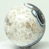 2.1" 205g Black Blue Agate w/Clear White Quartz Sphere Polished Natural Banded Chalcedony Gemstone Crystal Mineral Ball - India + Stand view 2