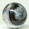 2.1" 205g Black Blue Agate w/Clear White Quartz Sphere Polished Natural Banded Chalcedony Gemstone Crystal Mineral Ball - India + Stand view 3