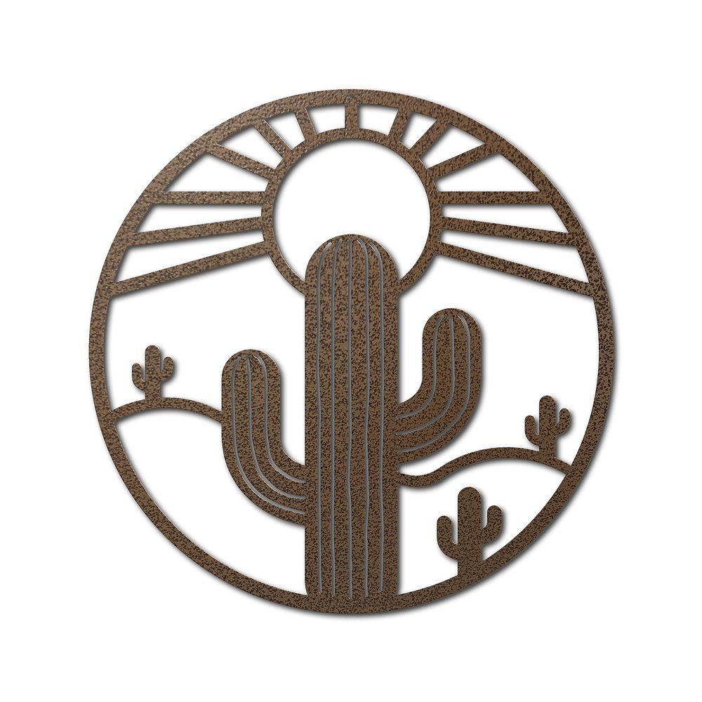 Cactus and Sun Metal Wall Art