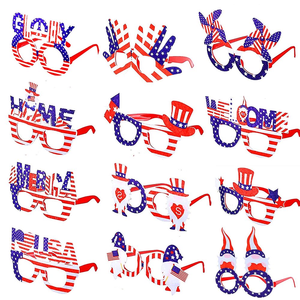 12PACK 4th of july decorations 4th of july accessories,memorial day fourth of july Patriotic decorations party favors supplies American Flag sunglasses independence day birthday christmas party decor