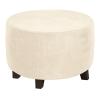 XJHKG Ottoman Slipcovers Velvet Round Sofa Stretch Bedroom Furniture Footstool Protect Covers (Color : Beige, Size : L(30-41in)) view 1