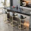 Ontihang Faux Leather Armless Bar Chairs Set of 2, Simple Design Upholstered Breakfast Stools with Footrests Luxury Dining Chair for Kitchen,Living Room view 2