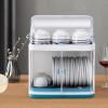 AKaSping 2 Tier Dish Drying Rack Drainboard Set Kitchen Dish Rack with Lid Cover Plastic Small Utensil Holder Rack for Kitchen Plate Cup Dish Storage Box Blue view 1