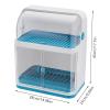 AKaSping 2 Tier Dish Drying Rack Drainboard Set Kitchen Dish Rack with Lid Cover Plastic Small Utensil Holder Rack for Kitchen Plate Cup Dish Storage Box Blue view 3