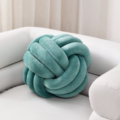Sioloc Soft Knot Ball Pillows,Round Throw Pillow Cushion Home Decoration Plush Pillow,Throw Knotted Pillow Handmade Round Plush Pillow7.8inches,Teal