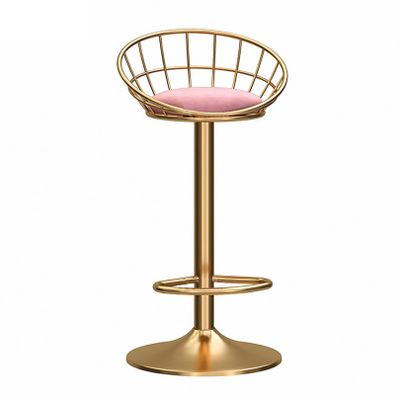LOUFOU Bar Stools with Low Back, 65~80cm Velvet Upholstered Seat Kitchen Counter Barstool Retro Swivel Kitchen Chairs Gas Lift Height Adjustable Stool with Gold Metal Footrest