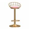 LOUFOU Bar Stools with Low Back, 65~80cm Velvet Upholstered Seat Kitchen Counter Barstool Retro Swivel Kitchen Chairs Gas Lift Height Adjustable Stool with Gold Metal Footrest view 1