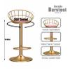 LOUFOU Bar Stools with Low Back, 65~80cm Velvet Upholstered Seat Kitchen Counter Barstool Retro Swivel Kitchen Chairs Gas Lift Height Adjustable Stool with Gold Metal Footrest view 2