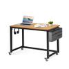 AHB 39" Rolling Computer Desk with 4 Smooth Wheels, Simple Style Mobile Writing Desk Home Office Study Table Movable Workstation with Metal Frame view 1