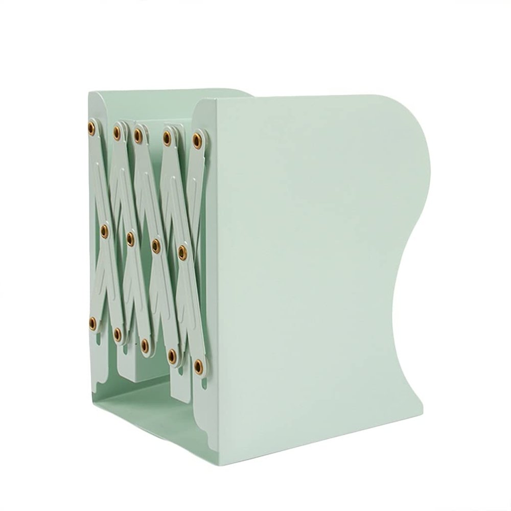 WMYDNX Bookends Bookends Adjustable Metal Tabletop Heavy Duty Bookstand Four Grid Storage Bookshelf for Shelves Office Library School Home Stable (Color : Green)