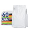 Coffee Bags with Valve(60pcs,8oz,1/2 lb) Vented Coffee Beans Packaging Bags High Barrier Aluminumed Foil Flat Bottom Heat Sealed Side Zipper Resealable Storage Bag for Home or BusinessWhite view 1