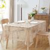 LinenZone Beautiful Oblong Lace Tablecloth with Elegant Scalloped Bottom for Any Special Event Such as Wedding, Birthday Party, Baby Shower, Anniversary. Sits 4 to 6 People. (Luna TC 54 x 72, Linen) view 1