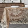 LinenZone Beautiful Oblong Lace Tablecloth with Elegant Scalloped Bottom for Any Special Event Such as Wedding, Birthday Party, Baby Shower, Anniversary. Sits 4 to 6 People. (Luna TC 54 x 72, Linen) view 2