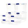HOMZ Secure Latch, Clear Plastic Storage Organizer Bins, 31 Quart (4-Pack) & 15.5 Quart (4-Pack), Blue Latches - Stackable Organizing Containers for Home, Garage, and Office view 1