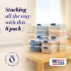 HOMZ Secure Latch, Clear Plastic Storage Organizer Bins, 31 Quart (4-Pack) & 15.5 Quart (4-Pack), Blue Latches - Stackable Organizing Containers for Home, Garage, and Office view 2